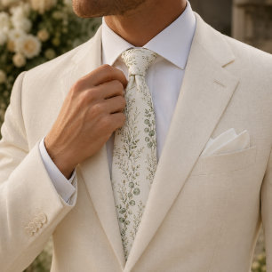 Rustieke luxe salie eucalyptus wilde bloem stropdas