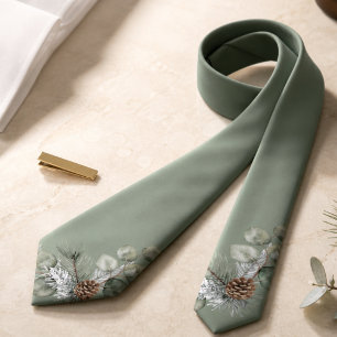 Rustieke luxe saliegroene botanische monogram brui stropdas