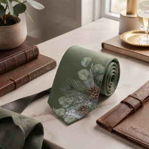 Rustieke luxe saliegroene botanische monogram brui stropdas