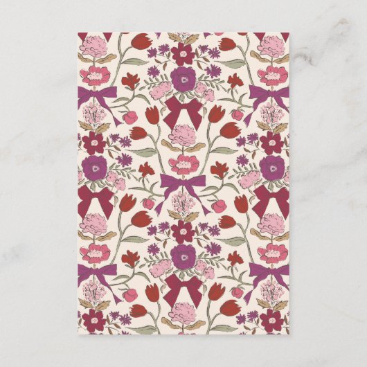 Rustieke Magenta Bogen en Bloemen Trouwdetails Informatiekaartje (Achterkant)