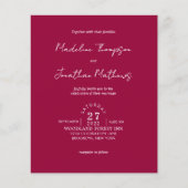 Rustieke magenta rode foto budget bruiloft QR-code (Voorkant)