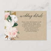 Rustieke magnolia bloemenwitte blos bruiloft detai informatiekaartje (Voorkant)