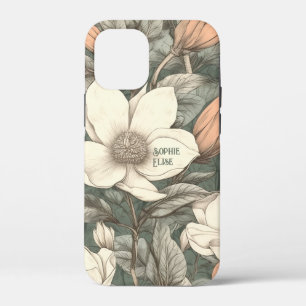 Rustieke Magnolia's Geschilderde Naam Bloem Botani iPhone 12 Mini Hoesje