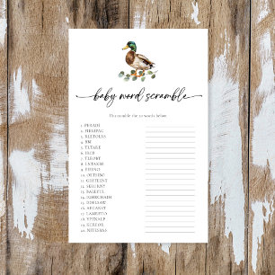 Rustieke Mallard Duck Baby shower Baby Word Scramb