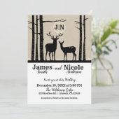 Rustieke Man & Vrouw Doe Deer Black Birch Wedding Kaart (Staand voorkant)