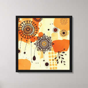 Rustieke Mandala Herfst Warme Bloemen Vibes Canvas Afdruk