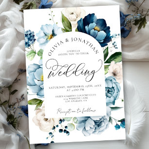 Rustieke Marine Blauw Alles in 1 Budget QR Code Hu Kaart