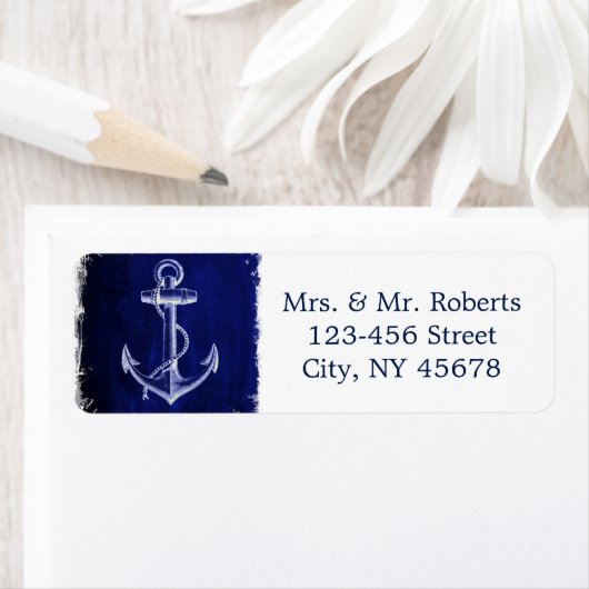 rustieke marine blauw anker nautische bruiloft etiket (Insitu)