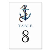 Rustieke Marine Blauw Anker Touw Nautische Huwelij Kaart (Achterkant)
