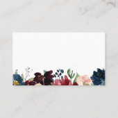 Rustieke Marine Marsala Bloemen Bruiloft Flat Plac Plaatskaartje (Achterkant)