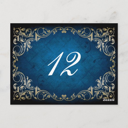 Rustieke "marineblauwe" trouwtafel zitkaart briefkaart (Achterkant)