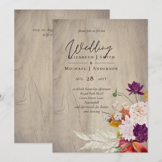 Rustieke Maroon Ginger Blush Bruiloft (Voorkant / Achterkant)