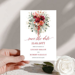 Rustieke Maroon Herfst Goud Bloemig Bewaar De Datu Save The Date