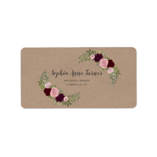 Rustieke Marsala Bloem Ambachtelijk Papier Huwelij Etiket