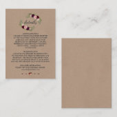 Rustieke Marsala Bloem Ambachtelijk Papier Huwelij Informatiekaartje (Voorkant / Achterkant)