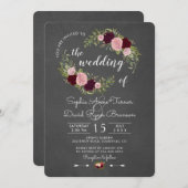 Rustieke Marsala Bloem Krijtbord Trouwdag Kaart (Voorkant / Achterkant)