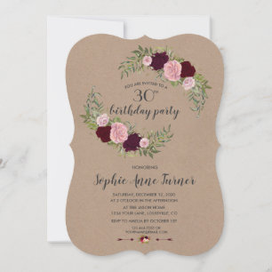 Rustieke Marsala Floral Craft Paper Verjaardagsfee Kaart