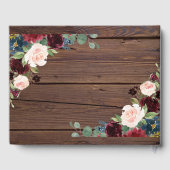 Rustieke Marsala Wood Floral bruiloft Gastenboek (Achterkant)