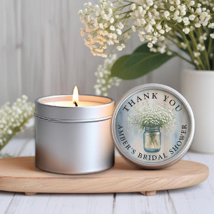 Rustieke Mason Jar Baby’s Breath Bedankje Favor St Ronde Sticker