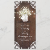 Rustieke Mason Jar Baby's Breath Wedding Programma (Voorkant)