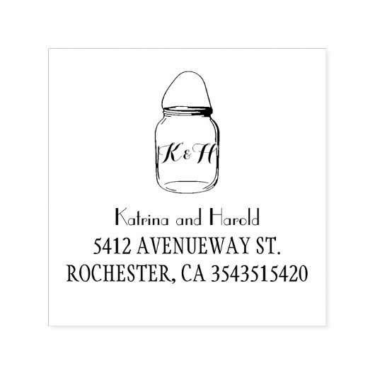 Rustieke Mason Jar Barn bruiloft Zelfinktende Stempel (Design)