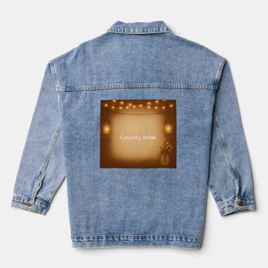 Rustieke Mason Jar Bride met String Lights Denim Jacket (Achterkant)