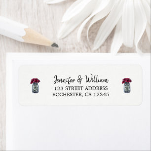 Rustieke mason jar bruiloft retour adres etiket