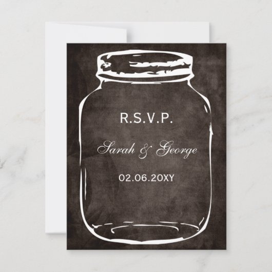 Rustieke Mason Jar Bruiloft RSVP Kaartje (Voorkant)