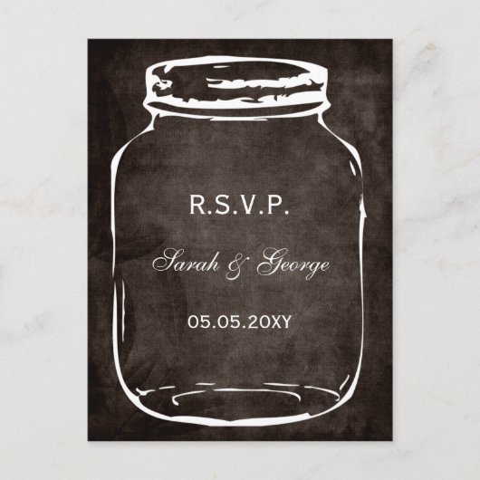 Rustieke Mason Jar Bruiloft RSVP Uitnodiging Briefkaart (Voorkant)