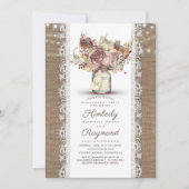 Rustieke  Mason Jar | Burlap Engagement Party Kaart (Voorkant)