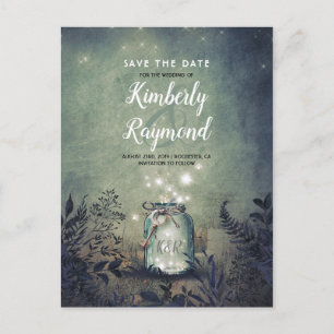 Rustieke Mason Jar en String Lights Save the Date Aankondigingskaart