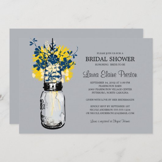Rustieke Mason Jar en Wildflower Vrijgezellenfeest Kaart (Voorkant / Achterkant)