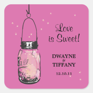 Rustieke Mason Jar & Fireflies Vierkante Sticker
