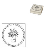 Rustieke Mason Jar Floral Monogrammed Retouradres Rubberstempel (Gestempeld)
