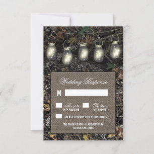 Rustieke Mason Jar Jacht Camo Bruiloft RSVP Kaarte Kaartje
