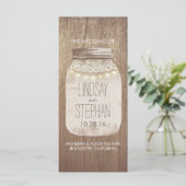 Rustieke Mason Jar Kant Lights Trouwprogramma's Programma (Staand voorkant)