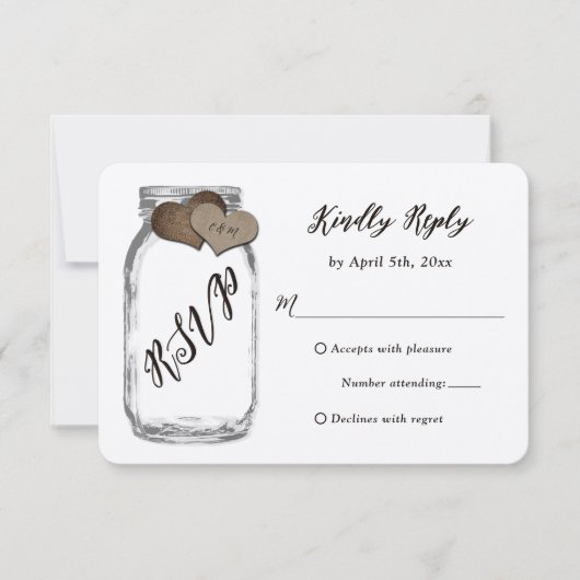 Rustieke Mason Jar Kraft Papier Trouwen RSVP (Voorkant)