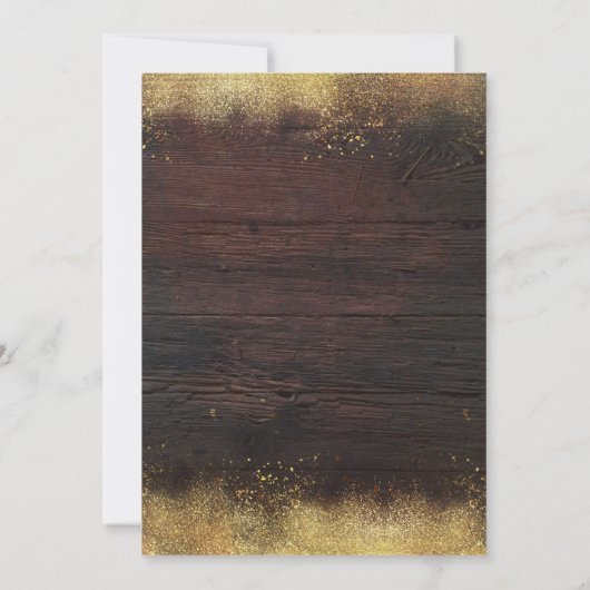 Rustieke Mason Jar Lights en Gouden Glitter Huweli Kaart (Achterkant)