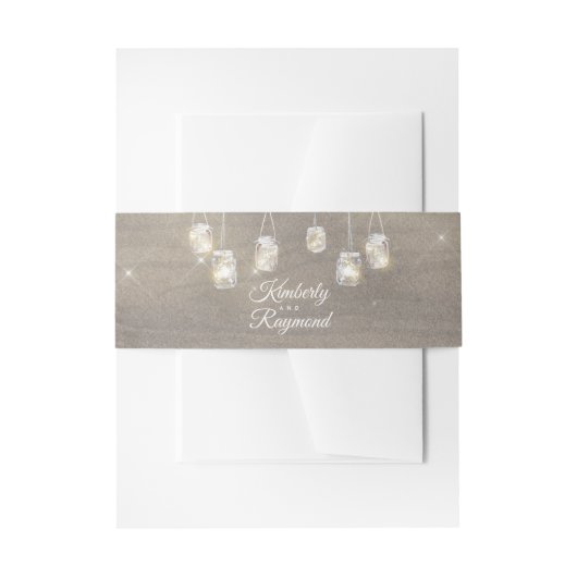 Rustieke Mason Jar Lights Uitnodigingen Wikkel (Voorkant Voorbeeld)