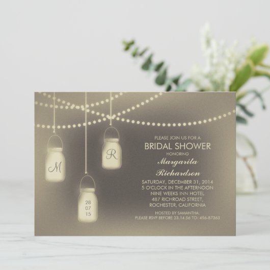 Rustieke Mason Jar Lights vrijgezellenfeest Kaart (Staand voorkant)