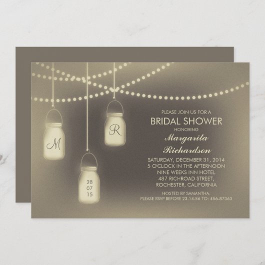 Rustieke Mason Jar Lights vrijgezellenfeest Kaart (Voorkant / Achterkant)