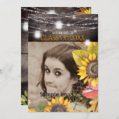 Rustieke Mason Jar Lights Zonnebloem Foto Afstuder Kaart (Voorkant / Achterkant)