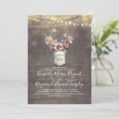Rustieke Mason Jar Mauve en Gold Repetial Diner Kaart (Staand voorkant)