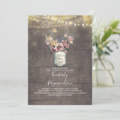 Rustieke Mason Jar Mauve en Goud Baby shower Kaart (Staand voorkant)