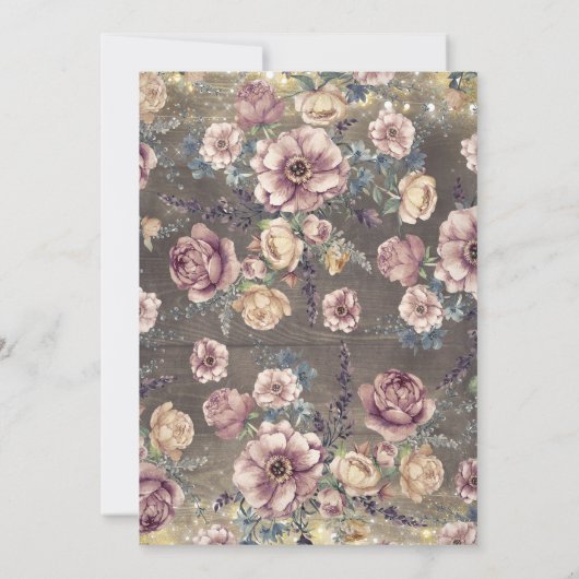 Rustieke Mason Jar Mauve en Goud Baby shower Kaart (Achterkant)