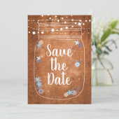 Rustieke Mason Jar Slingerlichten Save the Date (Staand voorkant)
