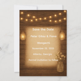 Rustieke Mason Jar Slingerlichten Save the Date Ka