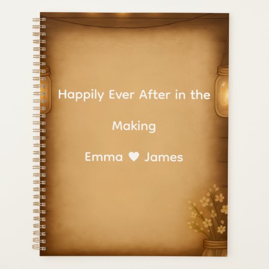 Rustieke Mason Jar & String Lights Wedding Planner (Voorkant)