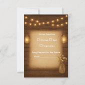 Rustieke Mason Jar & String Lights Wedding RSVP Ka (Achterkant)