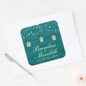 Rustieke Mason Jar String of Lights Vierkante Sticker (Envelop)